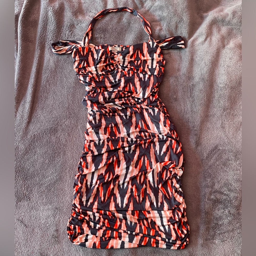 Multi-color Ruched Strappy Dress